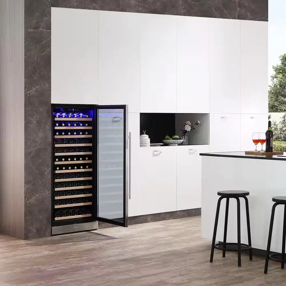 24 In. Single Zone 127-Bottle Built-In and Freestanding Wine Cooler in Stainless Steel | Fridge.com