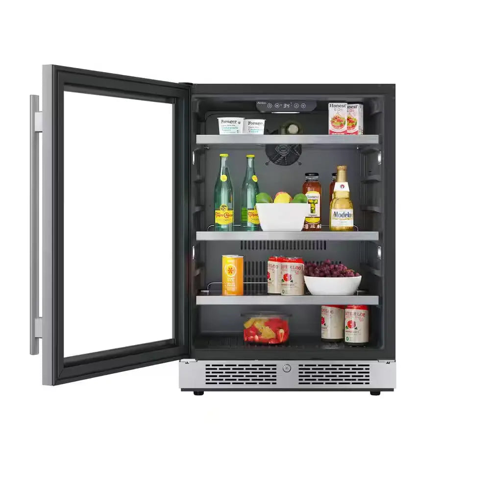 24 In. Single Zone 140-Cans Built-In or Freestanding Beverage Cooler in Stainless Steel | Fridge.com