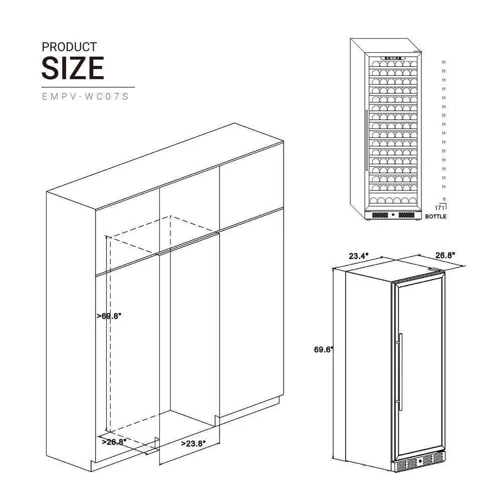 24 In. Single Zone 171-Bottle Built-In and Freestanding Wine Cooler in Stainless Steel | Fridge.com