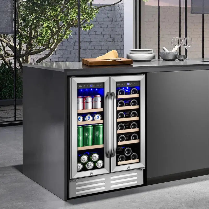 24 Inch 18 Bottle and 57 Can Dual Zone Built-In and Freestanding Wine & Beverage Refrigerator | Fridge.com