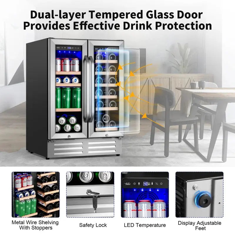 24 Inch 18 Bottle and 57 Can Dual Zone Built-In and Freestanding Wine & Beverage Refrigerator | Fridge.com