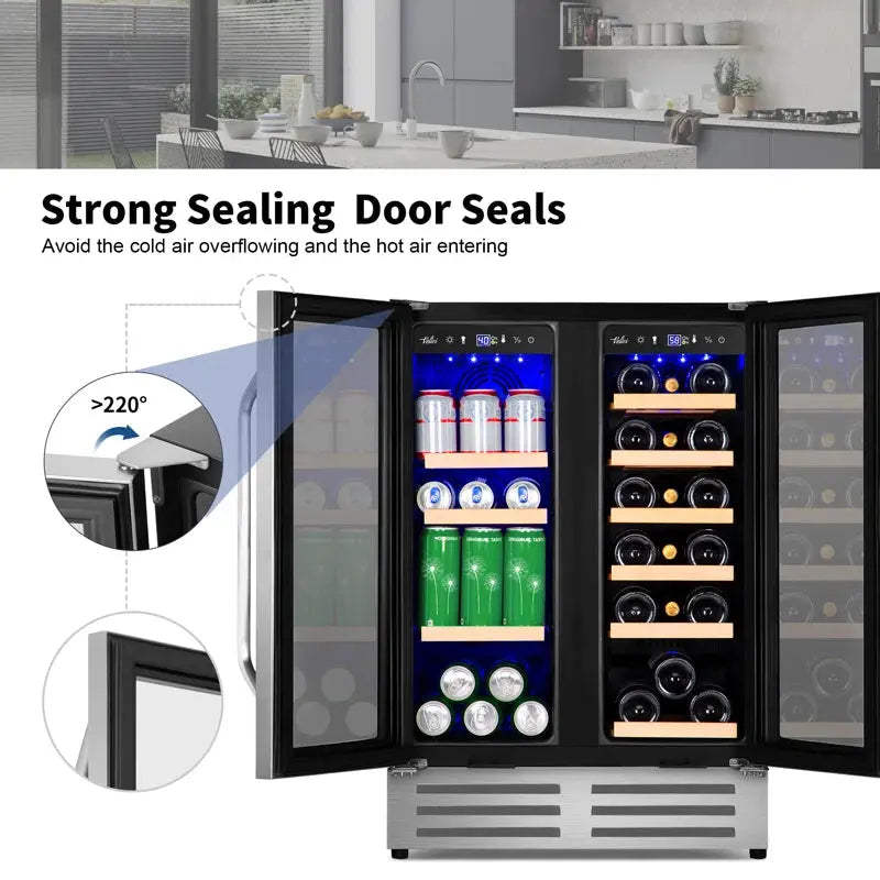 24 Inch 18 Bottle and 57 Can Dual Zone Built-In and Freestanding Wine & Beverage Refrigerator | Fridge.com