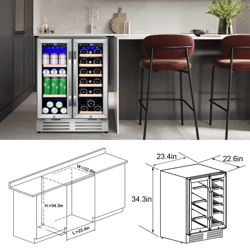 24 Inch 18 Bottle and 57 Can Dual Zone Built-In and Freestanding Wine & Beverage Refrigerator | Fridge.com