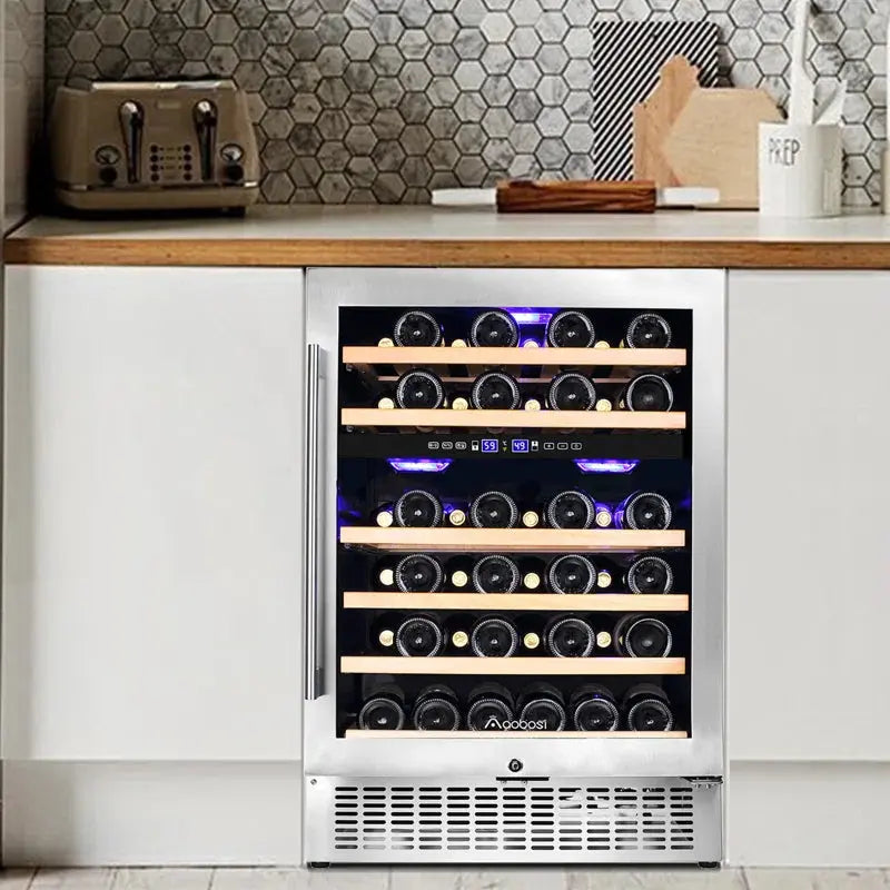 24 Inch Wine Cooler, 46 Bottles Dual Zone Wine Refrigerator,Freestanding and Built-In Style | Fridge.com