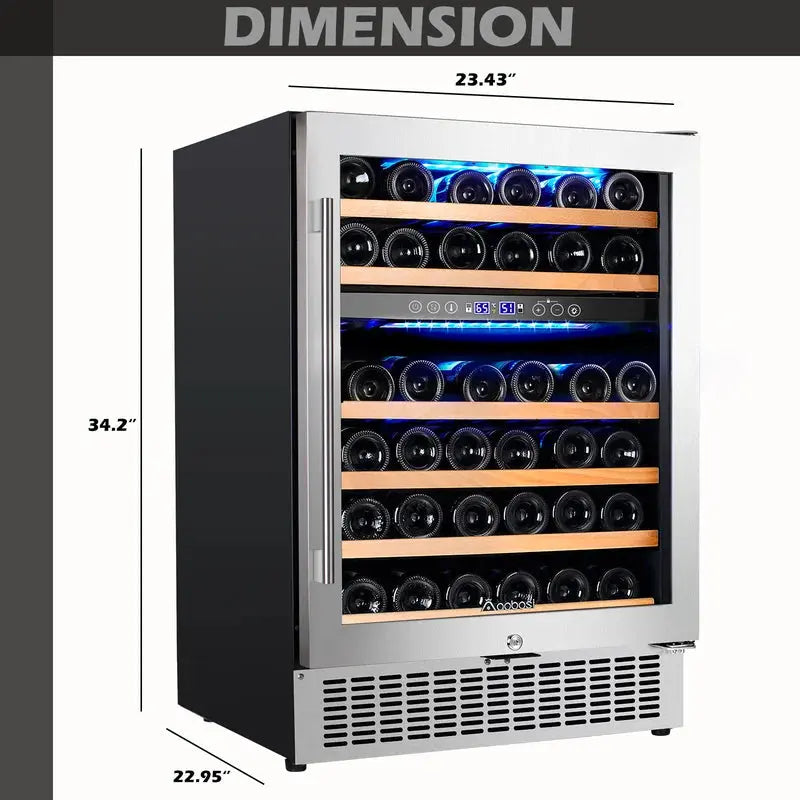 24 Inch Wine Cooler, 46 Bottles Dual Zone Wine Refrigerator,Freestanding and Built-In Style | Fridge.com