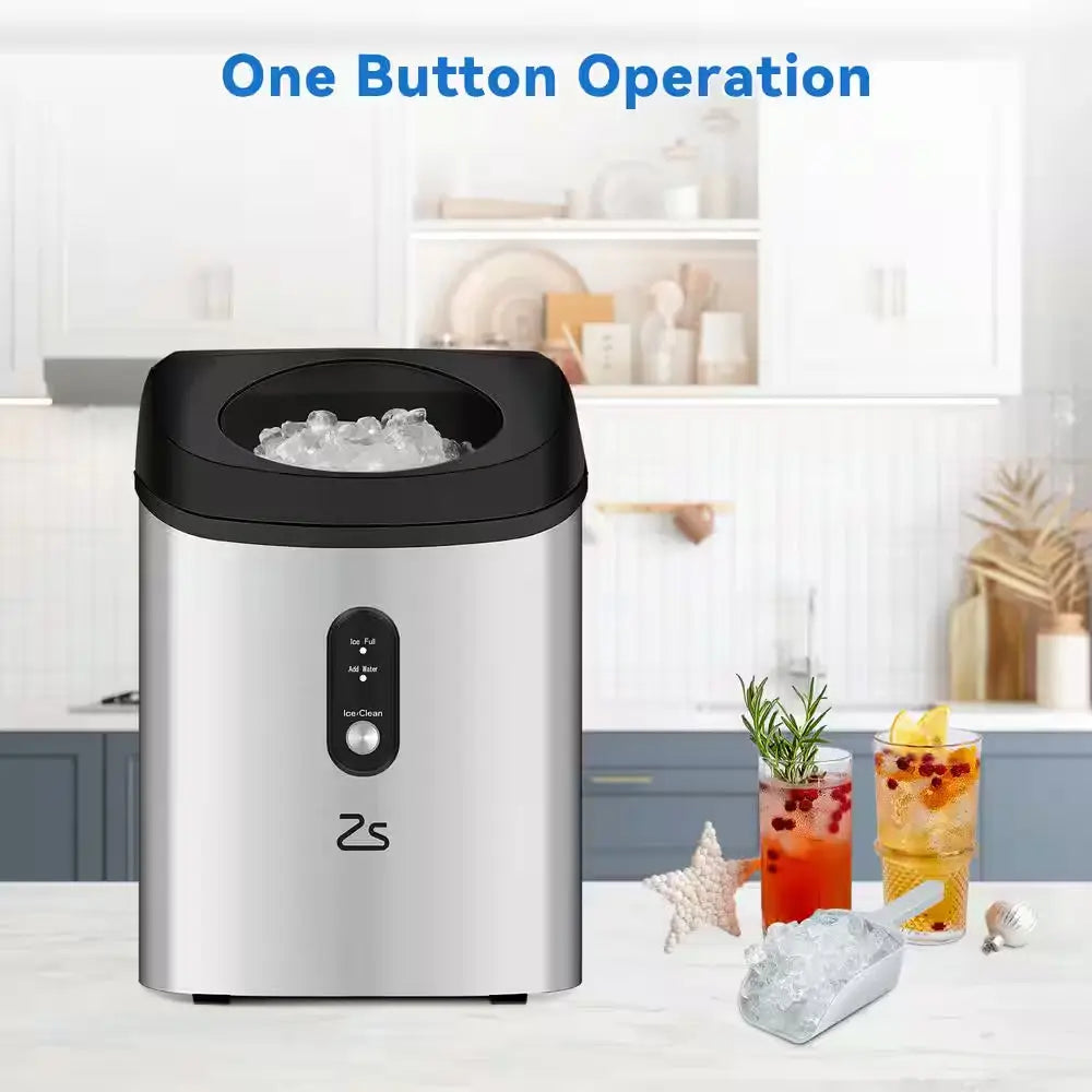 33Lbs/24H Freestanding Nugget Ice Maker Countertop in Stainless Steel | Fridge.com