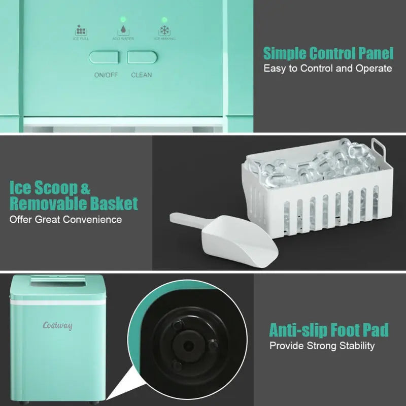 26Lbs/24H Portable Countertop Ice Maker Machine with Scoop | Fridge.com