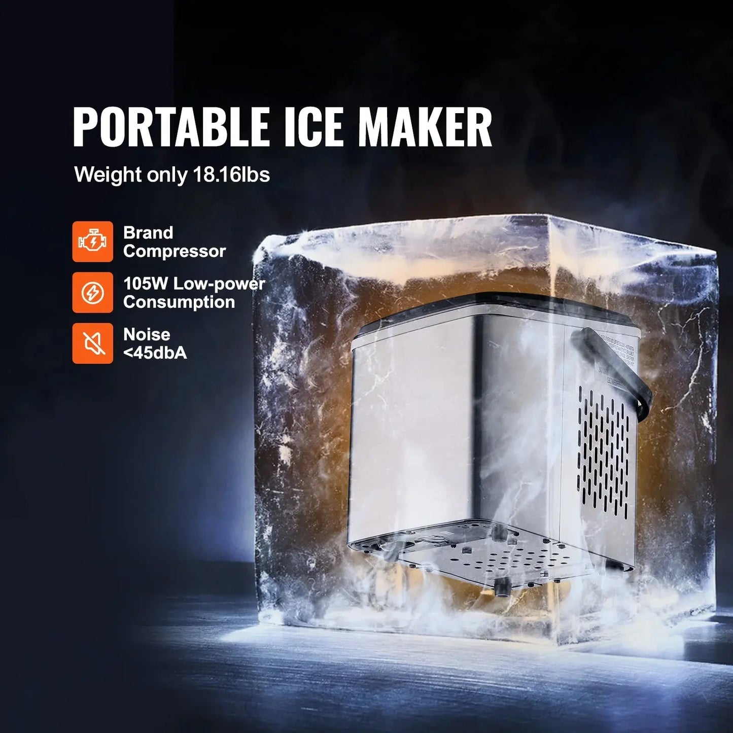 SKYSHALO Portable Countertop Ice Maker 26Lbs/24H Self-Cleaning | Fridge.com