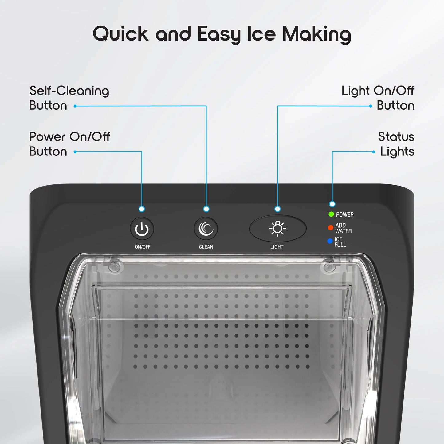 Ionchill Quickcube Nugget Ice Maker, 25Lbs/24Hrs Compact Countertop Ice Machine | Fridge.com