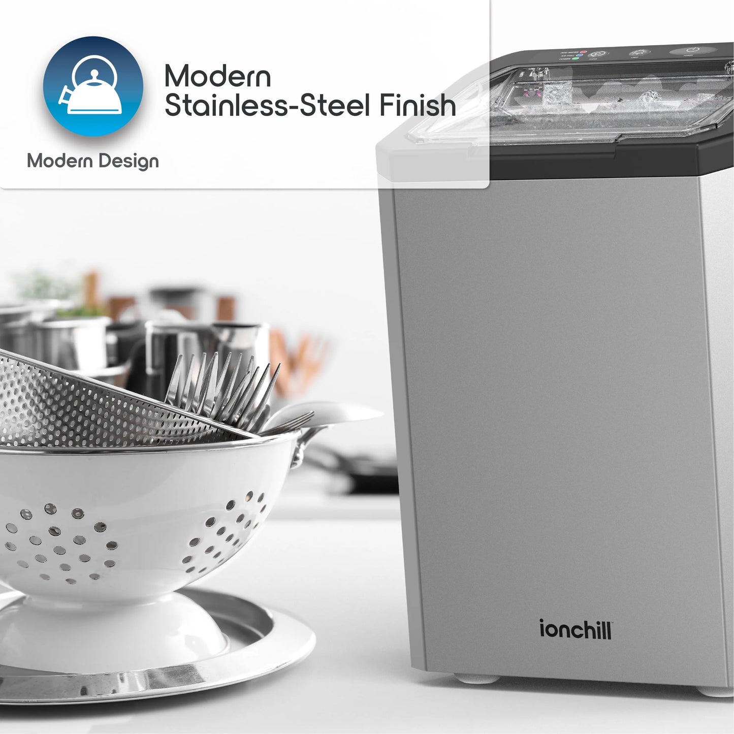 Ionchill Quickcube Nugget Ice Maker, 25Lbs/24Hrs Compact Countertop Ice Machine | Fridge.com