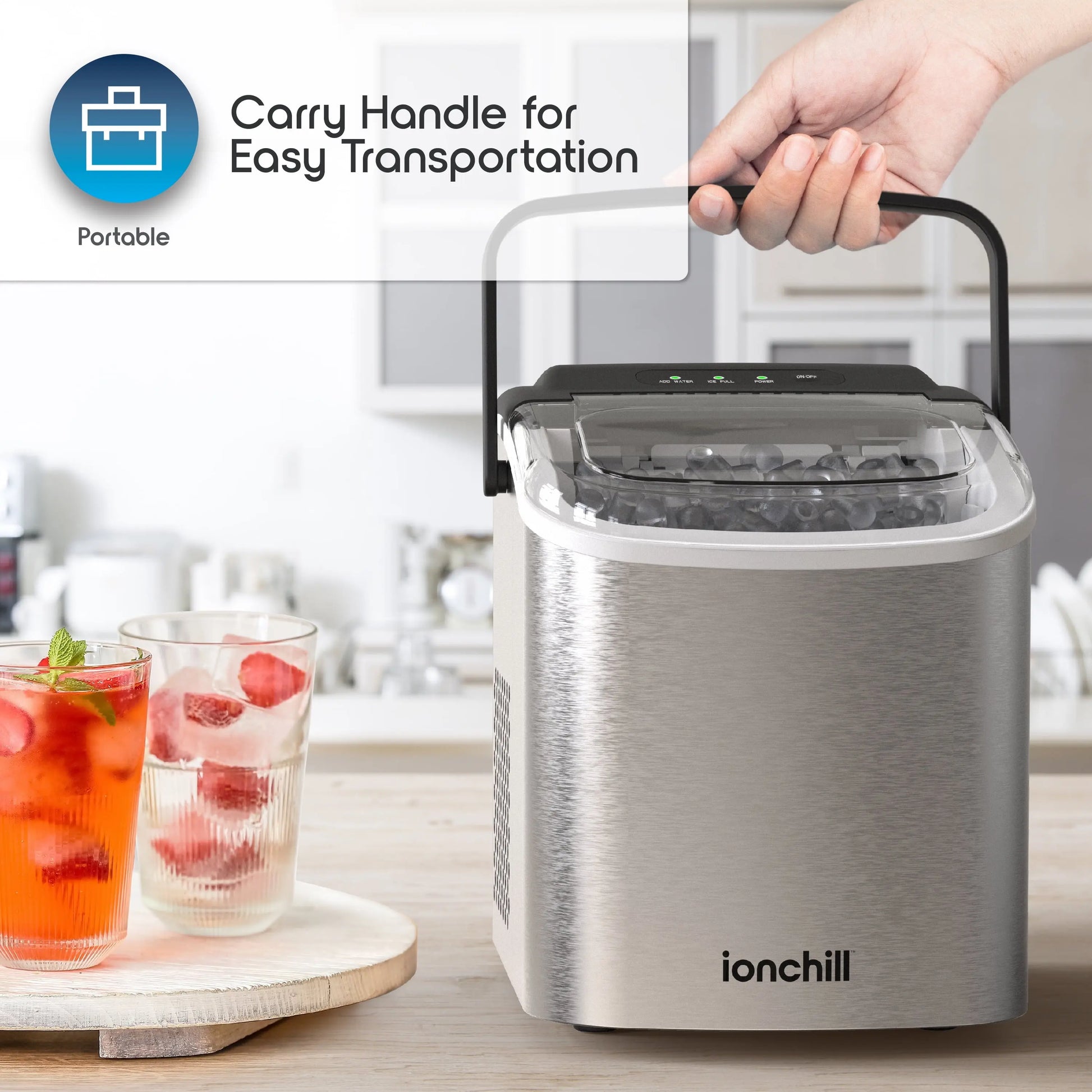 Ionchill Quick Cube Ice Machine, 26Lbs/24Hrs Portable Countertop Bullet Cubed Ice Maker | Fridge.com