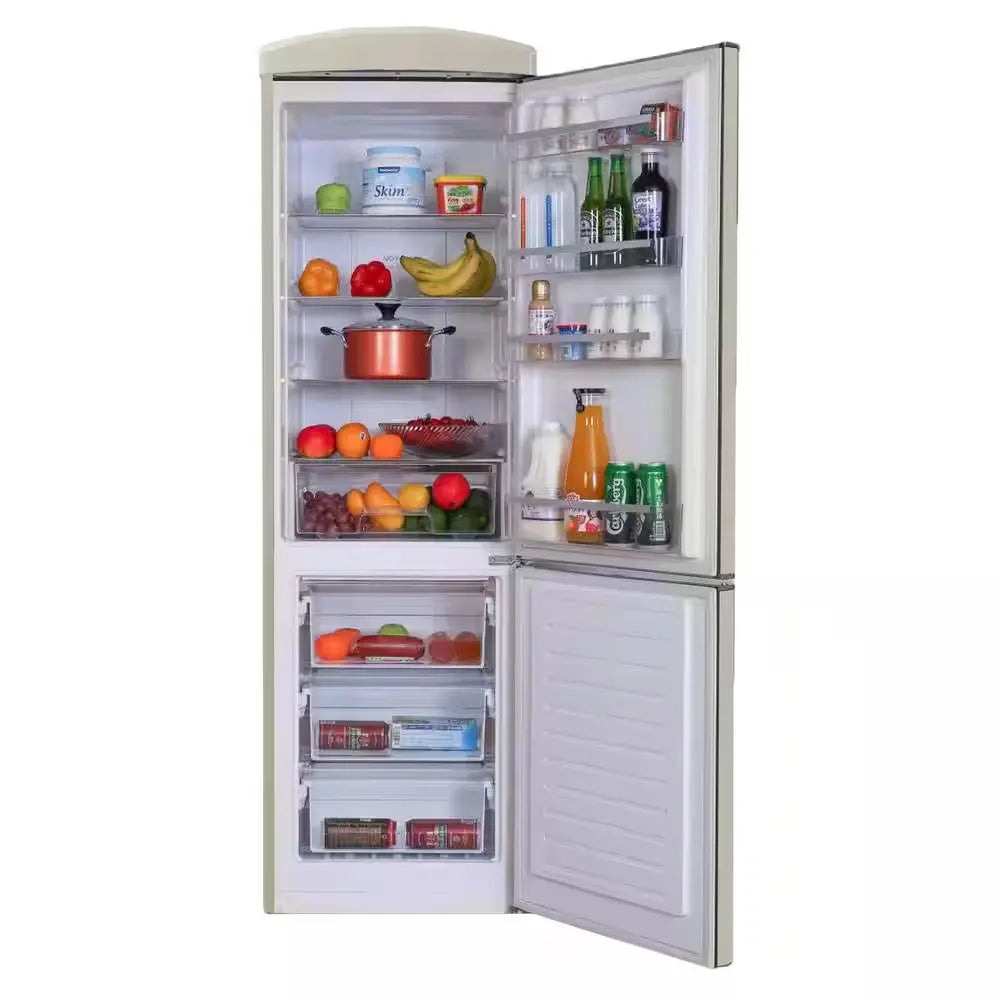 24In RETRO BOTTOM MOUNT 11Cf Refrigerator Fast Freeze 110V in Cream | Fridge.com