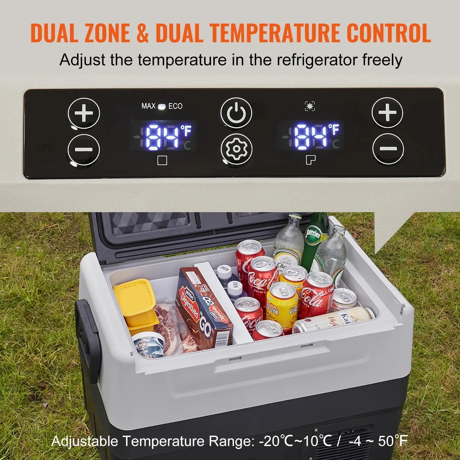 VEVOR 12V Car Refrigerator, 37Qt Dual Zone Car Fridge Freezer W/App Control & Wheels 12/24V DC & 100-240V AC Electric Compressor Cooler for Truck Vehicle RV Boat Outdoor & Home Use | Fridge.com