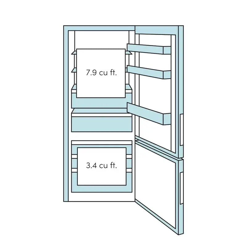 24" 13 Cubic Feet Bottom Freezer Fridge with Internal Auto Ice Maker, Stainless Steel | Fridge.com