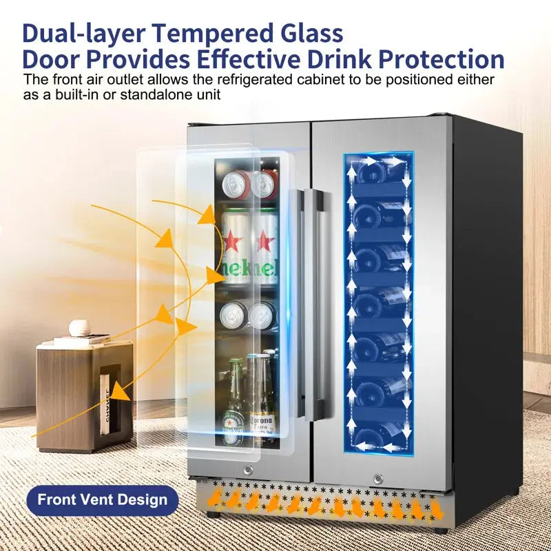 24'' 20 Bottle and 88 Can Dual Zone Built-In & Freestanding Wine & Beverage Refrigerator | Fridge.com