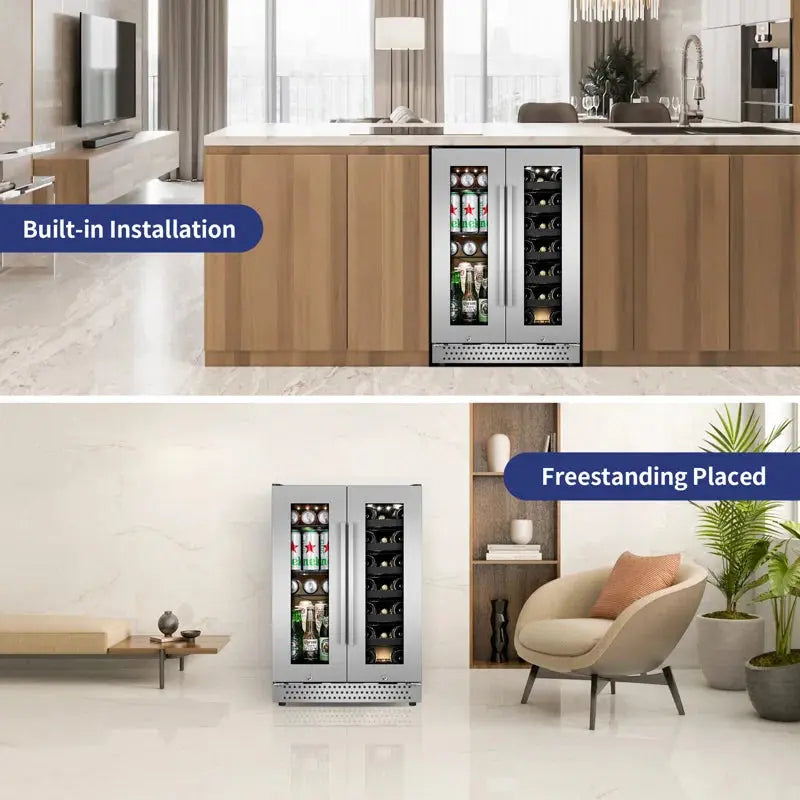 24'' 20 Bottle and 88 Can Dual Zone Built-In & Freestanding Wine & Beverage Refrigerator | Fridge.com