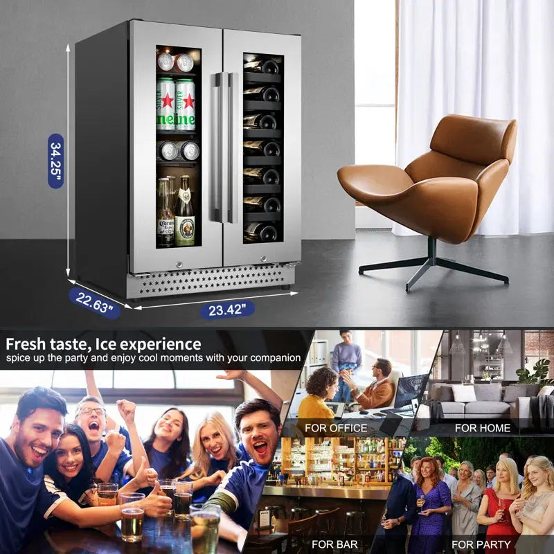 24'' 20 Bottle and 88 Can Dual Zone Built-In & Freestanding Wine & Beverage Refrigerator | Fridge.com