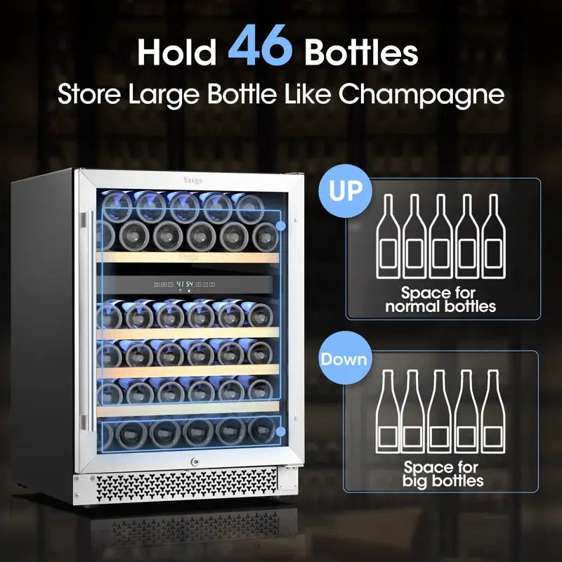 24'' 46 Bottle Dual Zone Wine Cooler Built-In Wine Refrigerator | Fridge.com