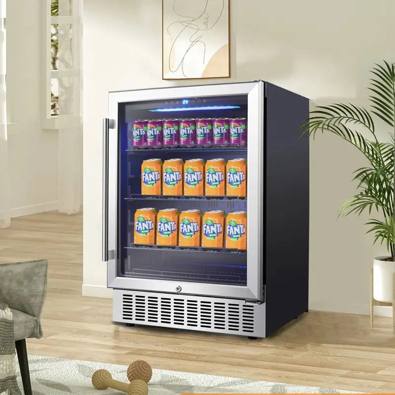 24" Beverage Cooler - Versatile Freestanding or Built-In Beverage Cabinet, Stores 164 Regular Beverage Cans, Advanced Cooling System, Energy-Efficient, Perfect for Drink and Wine | Fridge.com