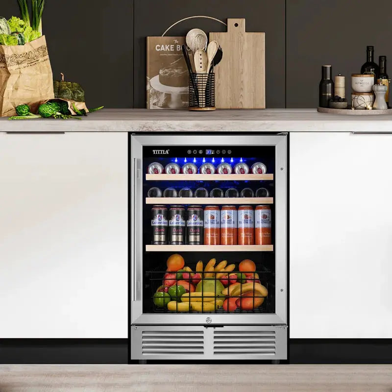 24" Beverage Refrigerator 150 Cans Reversible Handle Built-In Beer Fridge Soda Drink Cooler | Fridge.com