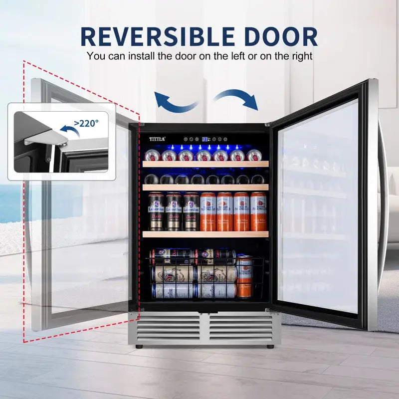 24" Beverage Refrigerator 150 Cans Reversible Handle Built-In Beer Fridge Soda Drink Cooler | Fridge.com