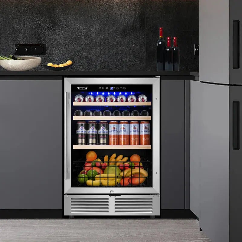 24" Beverage Refrigerator 150 Cans Reversible Handle Built-In Beer Fridge Soda Drink Cooler | Fridge.com