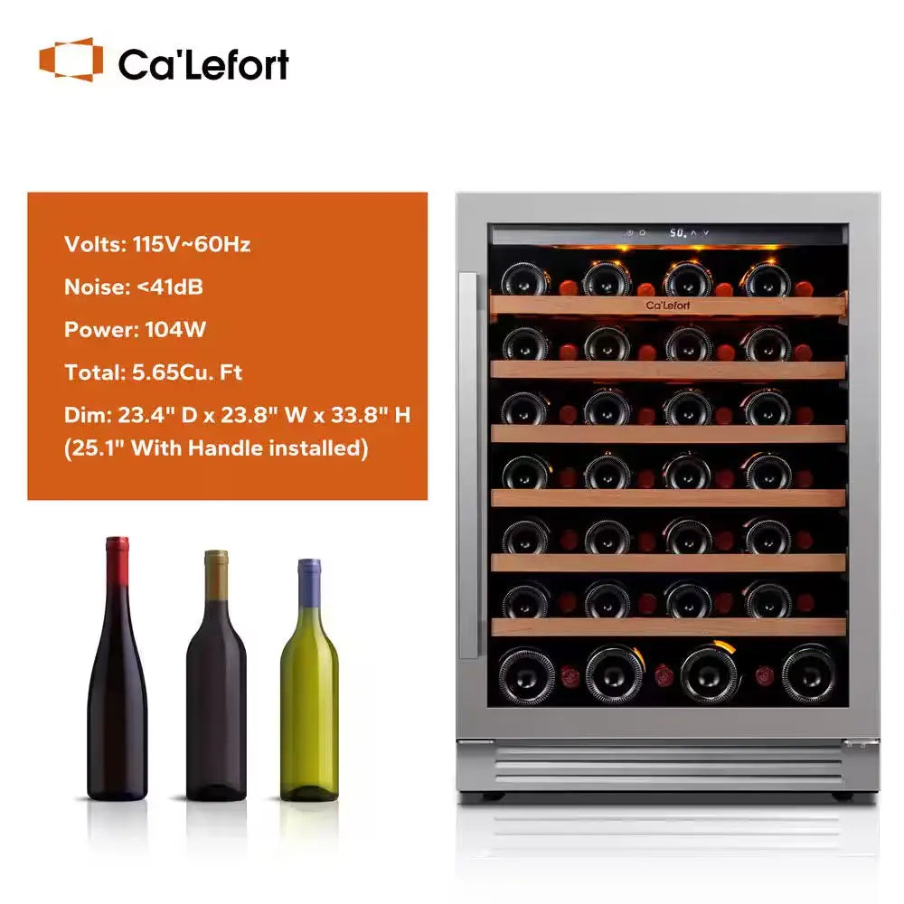 24" Single Zone 54-Bottle Built-In Wine Cooler Refrigerator Fridge Touch Panel Frost Free Dual Layer Tempered Glass Door | Fridge.com