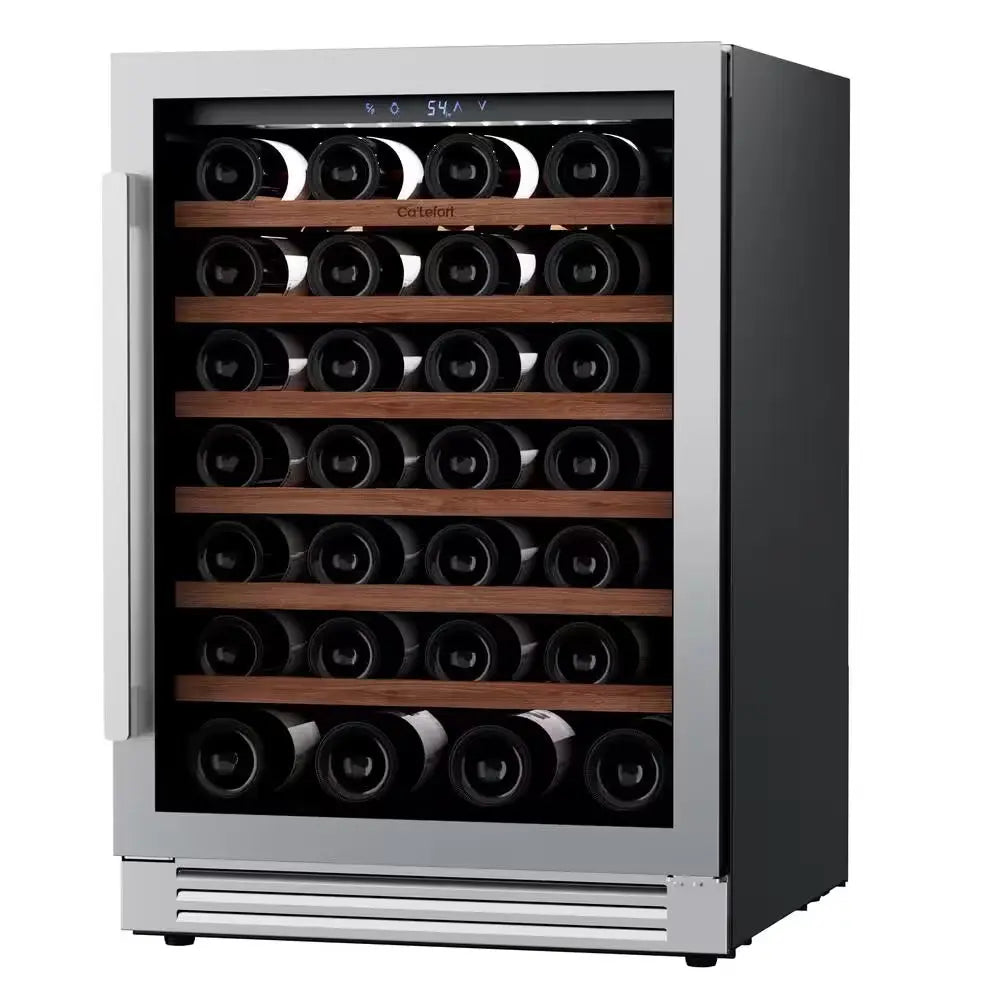 24" Single Zone 54-Bottle Built-In Wine Cooler Refrigerator Fridge Touch Panel Frost Free Dual Layer Tempered Glass Door | Fridge.com