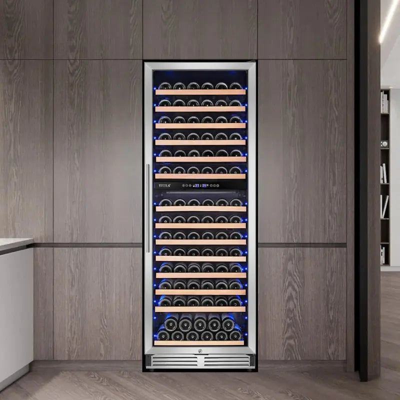 24" Wine Premium Refrigerator 154 Bottle with Two Door Handle Built-In Wine Cooler Dual Zone | Fridge.com