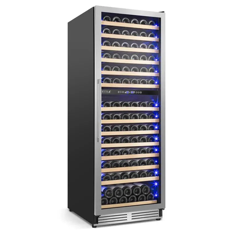 24" Wine Premium Refrigerator 154 Bottle with Two Door Handle Built-In Wine Cooler Dual Zone | Fridge.com