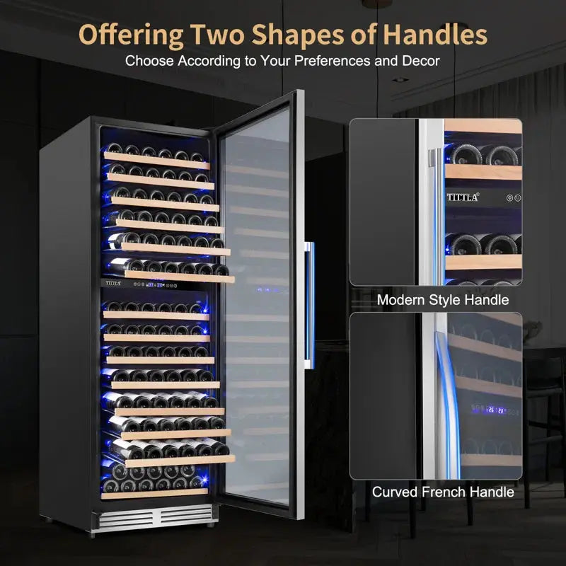 24" Wine Premium Refrigerator 154 Bottle with Two Door Handle Built-In Wine Cooler Dual Zone | Fridge.com