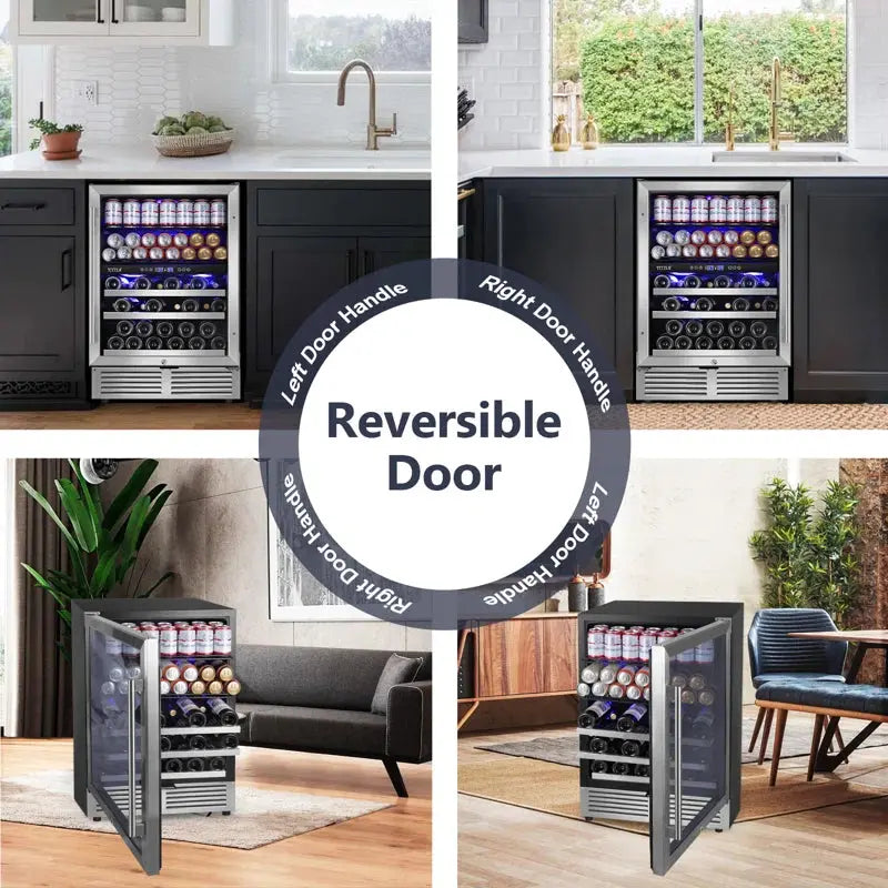 24" Wine & Beverage Refrigerator 27 Bottle & 94 Can Upper and Lower Zone Reversible Door Wine Cooler | Fridge.com