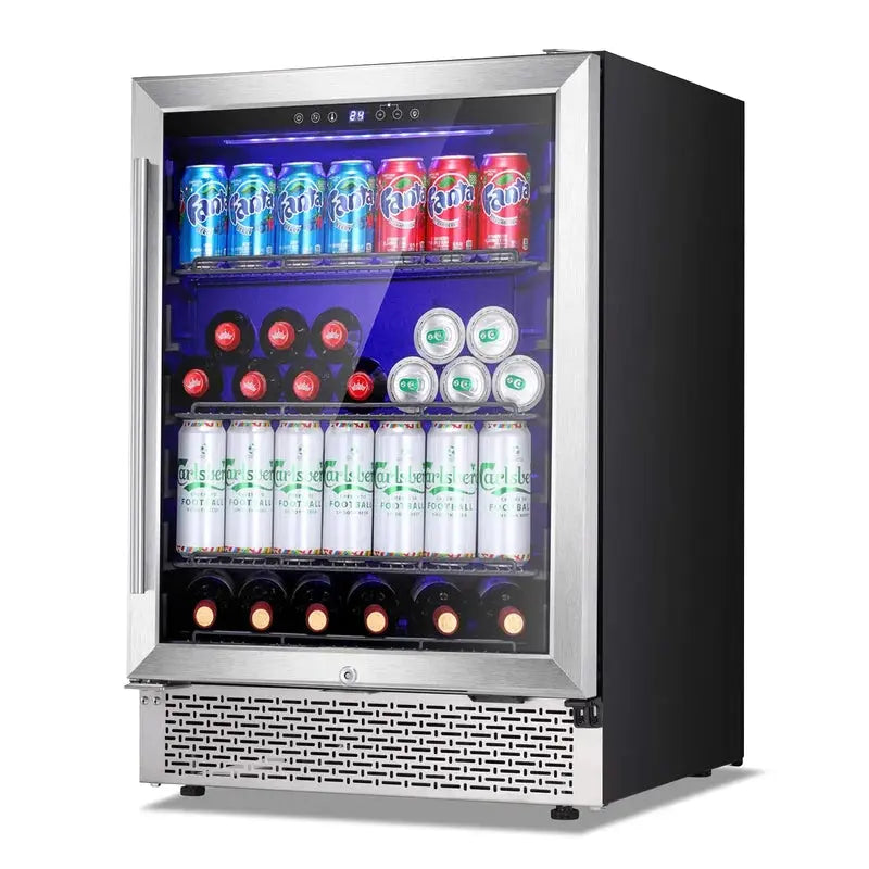 24”Wine Cooler Cabinet Built-In or Freestanding, Beverage Refrigerator with Stainless Steel Glass Door | Fridge.com