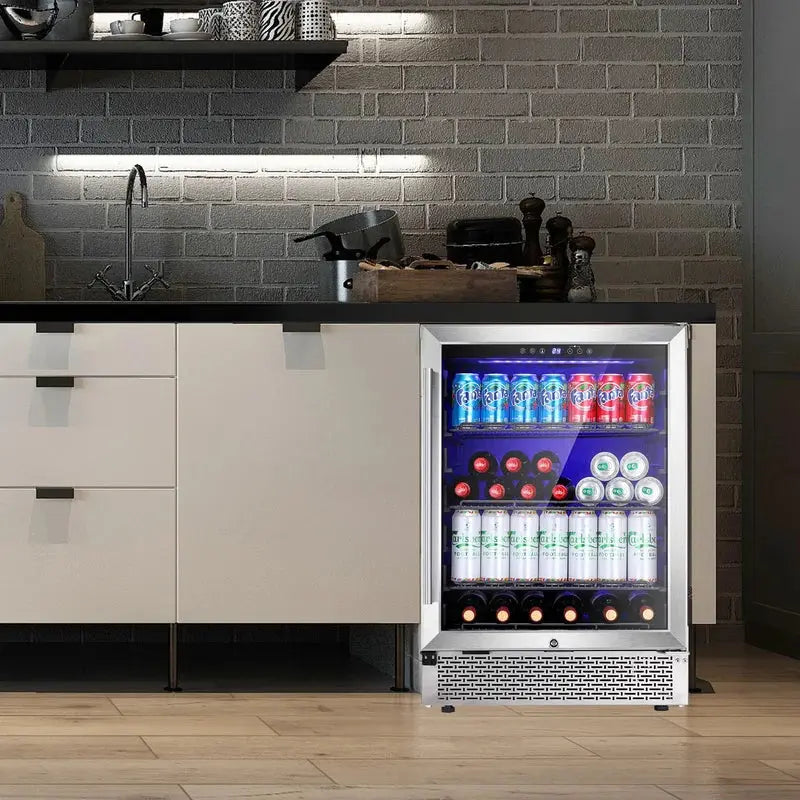 24”Wine Cooler Cabinet Built-In or Freestanding, Beverage Refrigerator with Stainless Steel Glass Door | Fridge.com