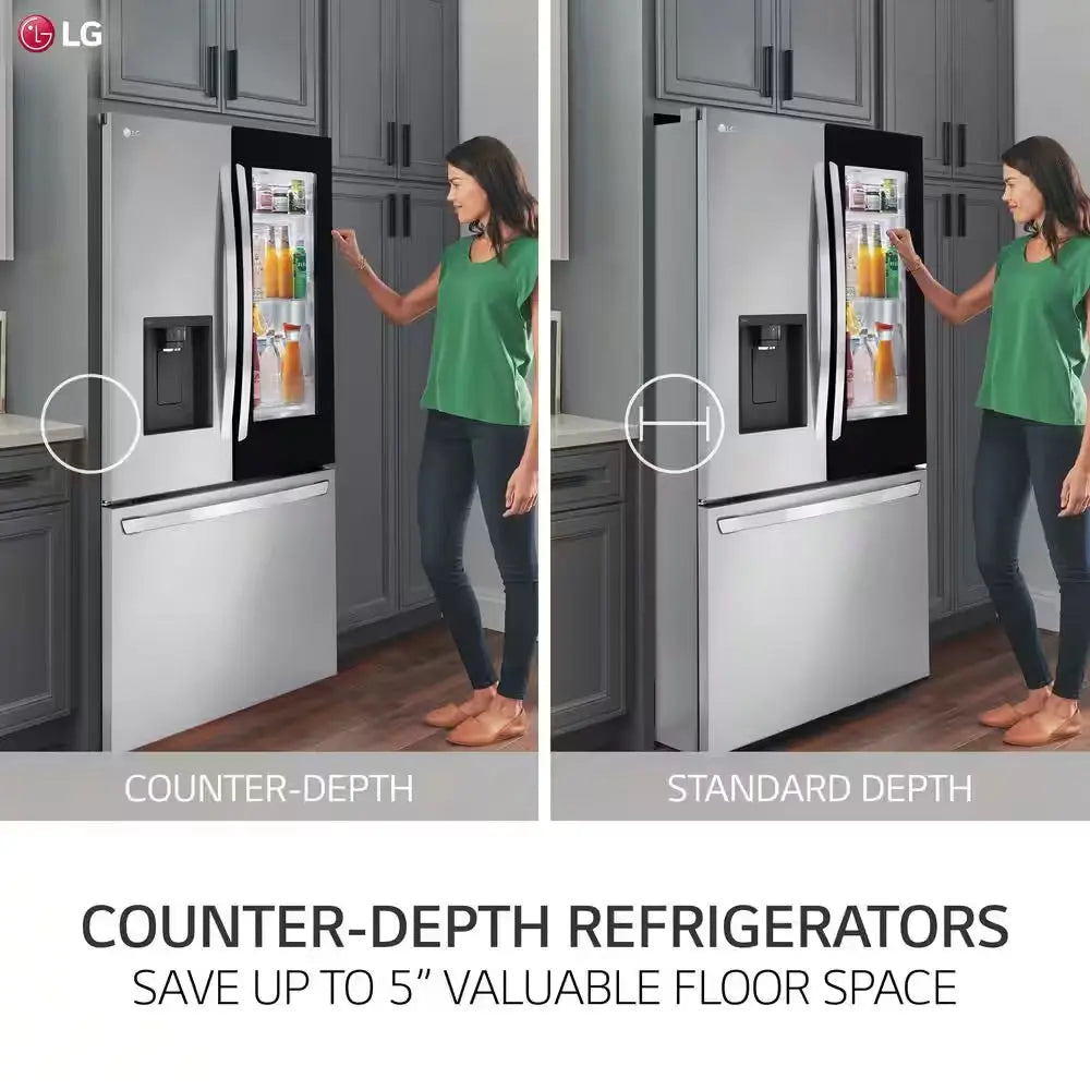 26 Cu. Ft. Smart Instaview Counter Depth MAX French Door Refrigerator in Printproof Stainless Steel | Fridge.com