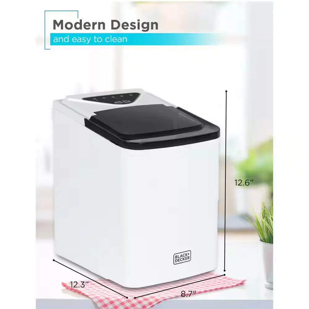 26 Lb. Capacity Every 24 Hours Portable Ice Maker with Basket and Scoop in White | Fridge.com