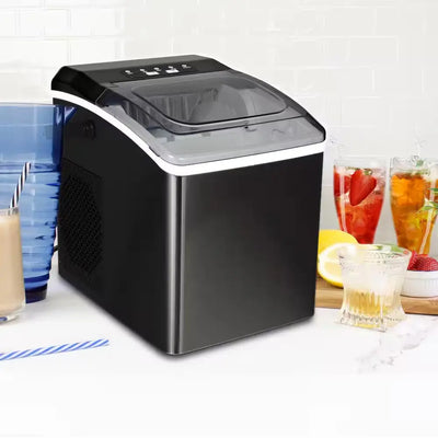 26 Lb. Portable Counter Top Automatic Ice Maker in Black | Fridge.com