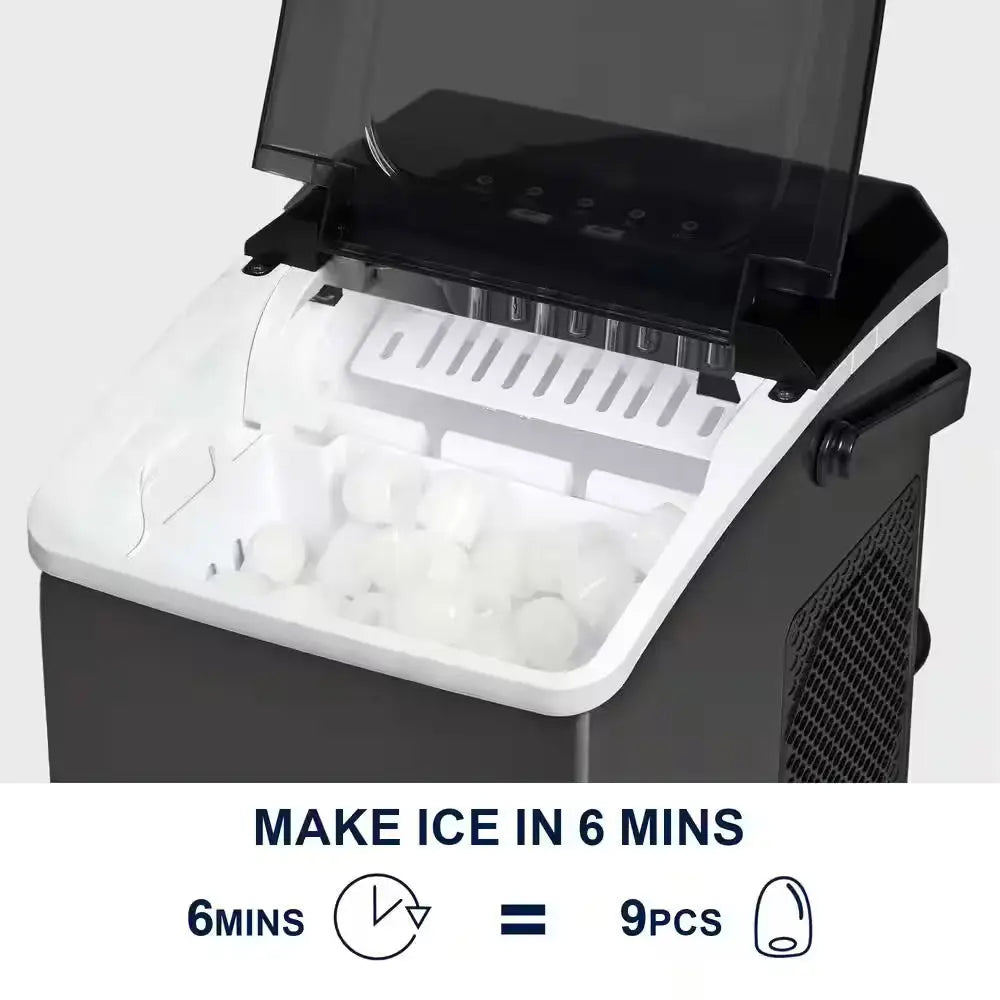 26 Lb. Portable Counter Top Automatic Ice Maker in Black | Fridge.com