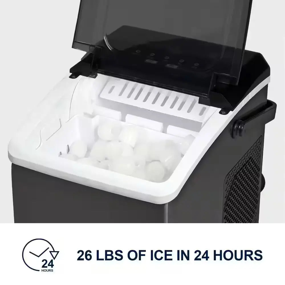 26 Lb. Portable Counter Top Automatic Ice Maker in Black | Fridge.com