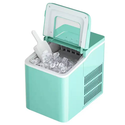 26 Lb. Portable Ice Maker in Green with Ice Scoop and Detachable Basket | Fridge.com