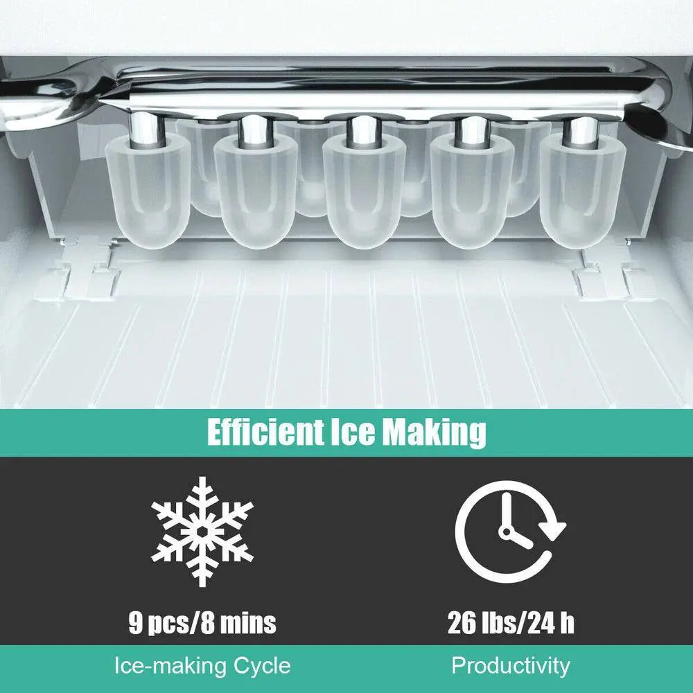 26 Lb. Portable Ice Maker in Green with Ice Scoop and Detachable Basket | Fridge.com