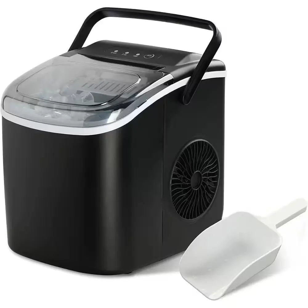 26 Lb. Portable Self-Clean Ice Maker in Black with Scoop and Basket | Fridge.com