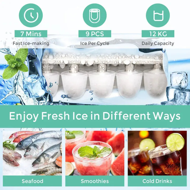 26 Lbs Countertop LCD Display Ice Maker with Ice Scoop | Fridge.com