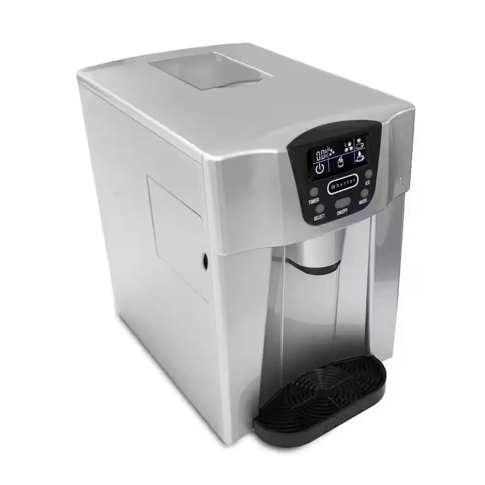 26 Lbs. Countertop Direct Connection Freestanding Ice Maker and Water Dispenser in Silver | Fridge.com