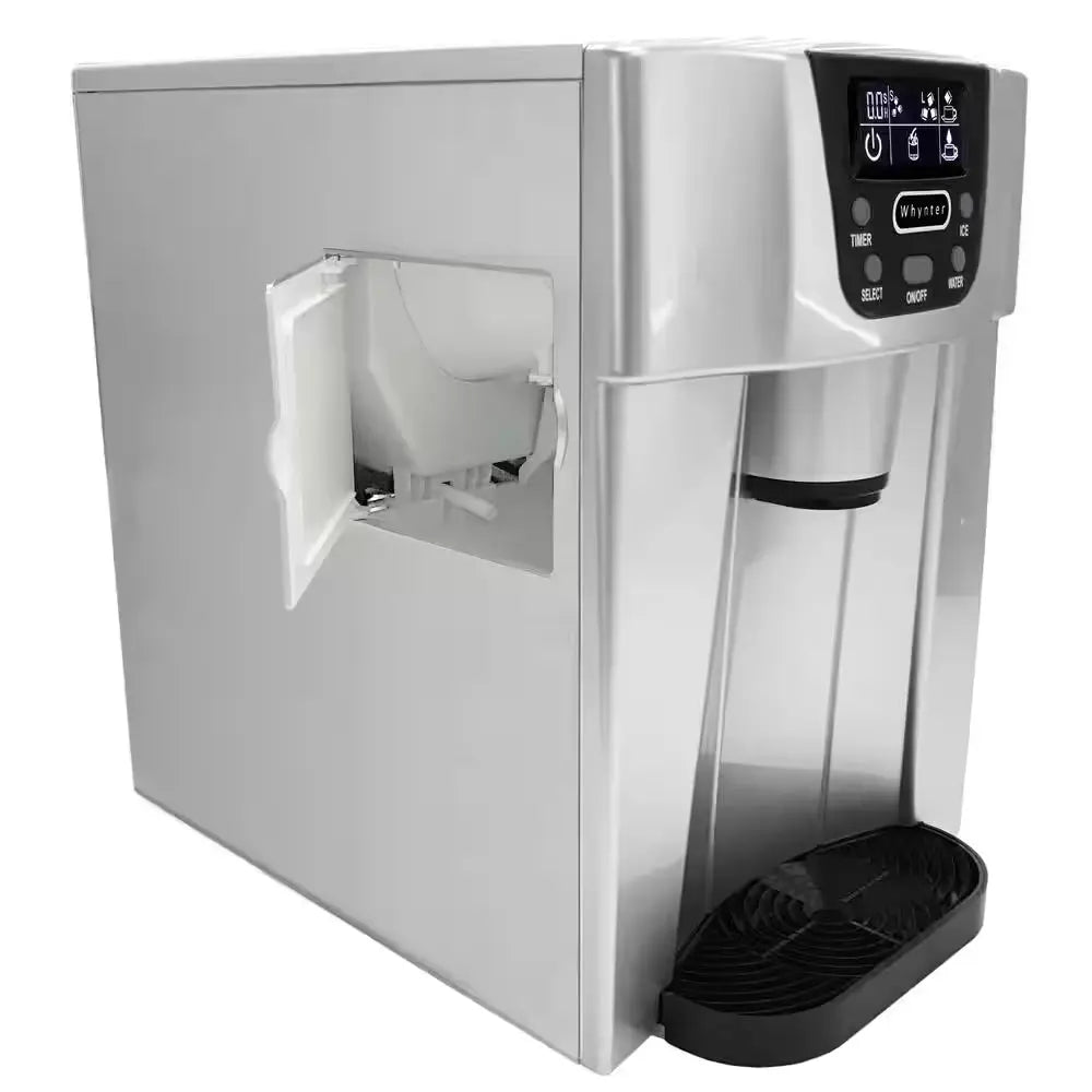 26 Lbs. Countertop Direct Connection Freestanding Ice Maker and Water Dispenser in Silver | Fridge.com