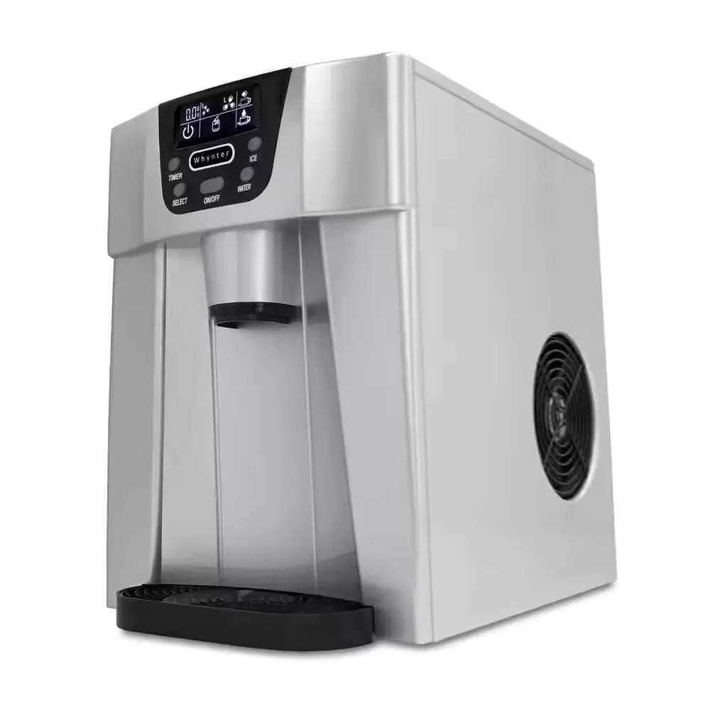 26 Lbs. Countertop Direct Connection Freestanding Ice Maker and Water Dispenser in Silver | Fridge.com