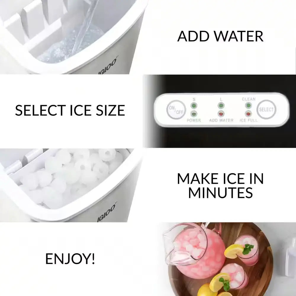 26 Lbs. Self Cleaning Portable Ice Maker with Carrying Handle in Stainless Steel | Fridge.com