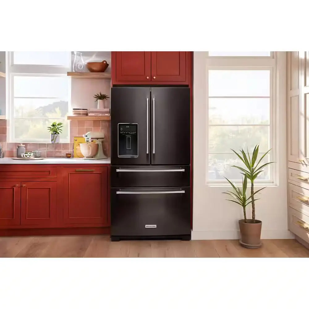 26.2 Cu. Ft. Standard Depth French Door Refrigerator in Black Stainless Steel with Platinum Interior | Fridge.com