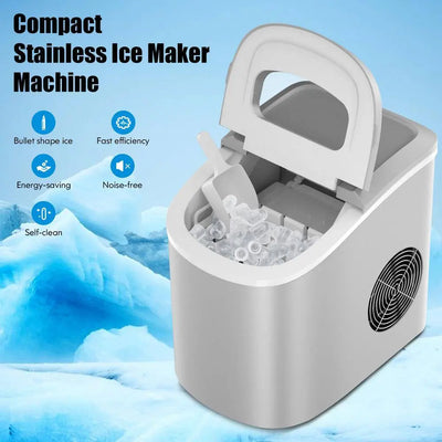 26.5 Lbs. Mini Portable Electric Ice Maker in Silver | Fridge.com