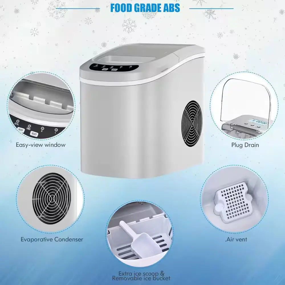 26.5 Lbs. Mini Portable Electric Ice Maker in Silver | Fridge.com